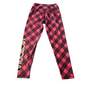 Victoria's Secret Plaid Leggings High Elastic‎ Waist Pink Black Size Medium